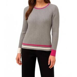 NEW FRENCH KYSS braided scoop neck top in slate/multi